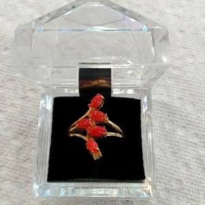 Sz 7 1/2 NIB Vintage Semi-Precious Gem Stone Gold Ring 7 1/2